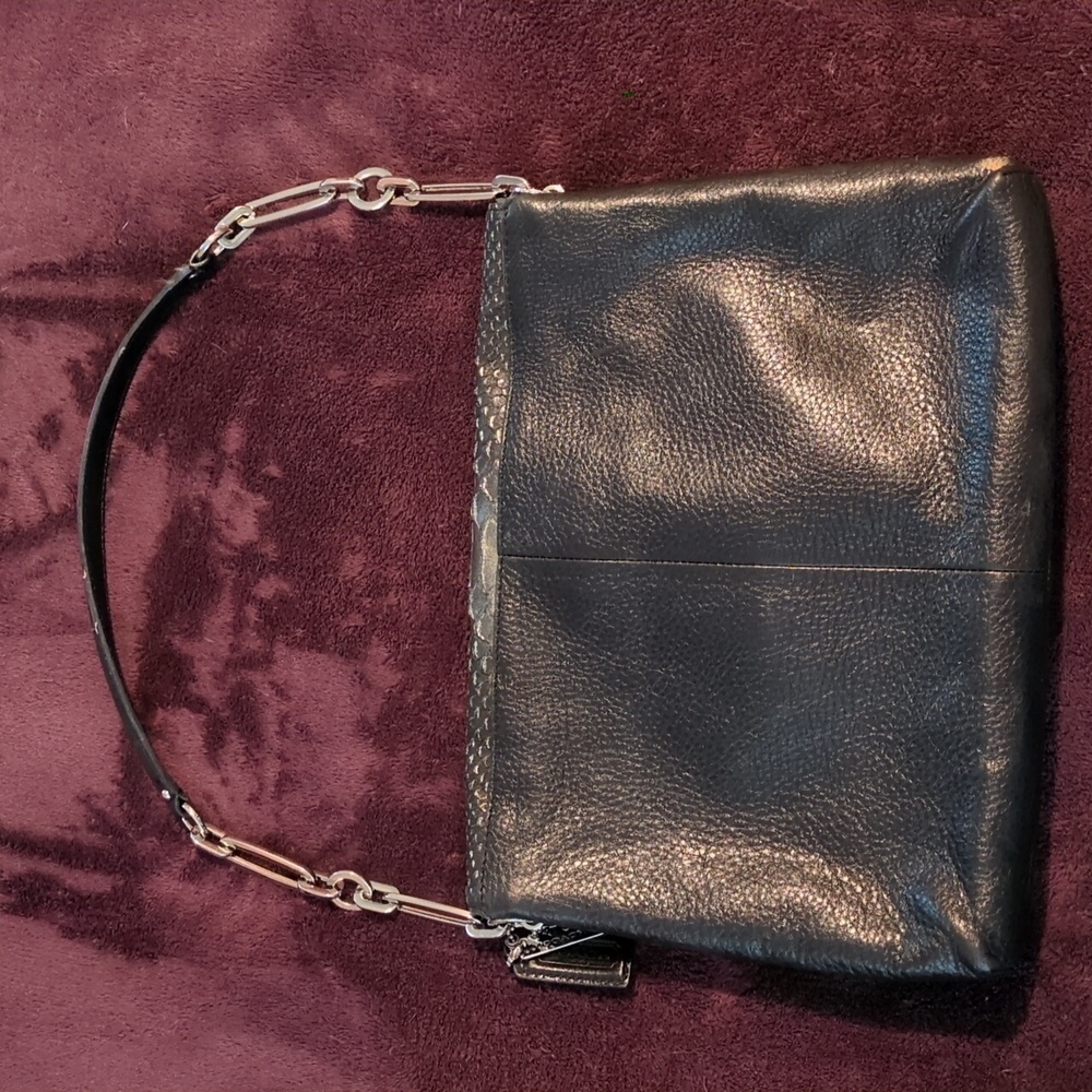 COACH MADISON SHOULDER FLAP IN GLITTER PYTHON SILVER BLACK​ - Picture 2 of 6